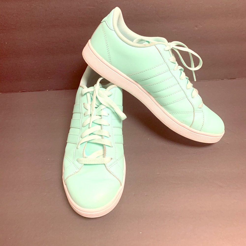 Rare Adidas Neo Mint Green Leather Sneaker Sz 8.5